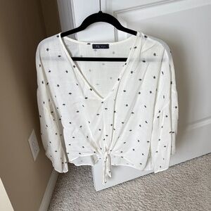 BP White Star-Patterned Blouse